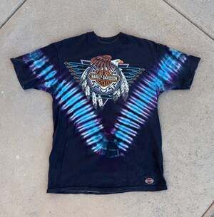 VTG 1992 Harley Davidson Dreamcatcher Eagle Native Tribal Shirt SZ L TIE DYE Old